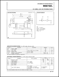 M68702L datasheet: RF power module for 135-160MHz, 12.5V, 60W FM mobile radio M68702L