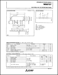 M68707 datasheet: RF power module for 250-270MHz, 9.6V, 7W FM portable radio M68707