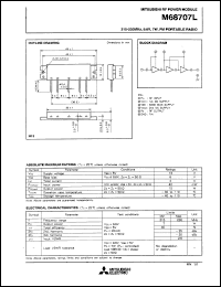 M68707L datasheet: RF power module for 215-230MHz, 9.6V, 7W FM portable radio M68707L