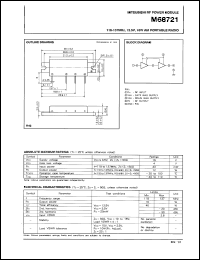 M68721 datasheet: RF power module for 118-137MHz, 12.5V, 10W AM portable radio M68721