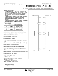 MH16S64PHB-7 datasheet: 1,073,741,824-bit (16,777,216-word by 64-bit) synchronous DRAM MH16S64PHB-7