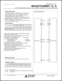 MH32V7245BST-5 datasheet: 2,415,919,104-bit (33,554,432-word by 72-bit) synchronous DRAM MH32V7245BST-5