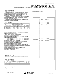 MH32V725BST-6 datasheet: 2,415,919,104-bit (33,554,432-word by 72-bit) synchronous DRAM MH32V725BST-6