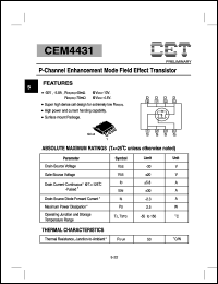CEM4431 datasheet: P-channel enhancement mode field effect transistor CEM4431