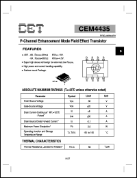 CEM4435 datasheet: P-channel enhancement mode field effect transistor CEM4435