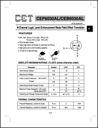 CEB6030AL datasheet: N-channel logic level enhancement mode field effect transistor CEB6030AL