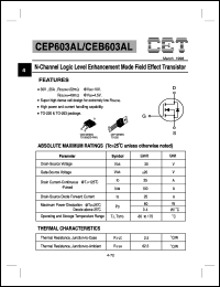 CEB603AL datasheet: N-channel logic level enhancement mode field effect transistor CEB603AL