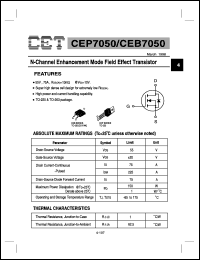 CEP7050 datasheet: N-channel logic level enhancement mode field effect transistor CEP7050