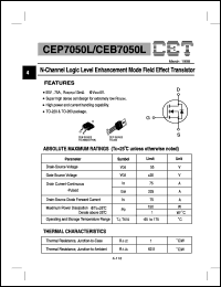CEP7050L datasheet: N-channel logic level enhancement mode field effect transistor CEP7050L
