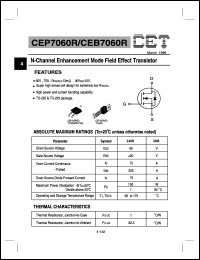 CEP7060R datasheet: N-channel logic level enhancement mode field effect transistor CEP7060R