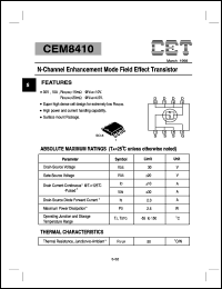 CEM8410 datasheet: N-channel logic level enhancement mode field effect transistor CEM8410