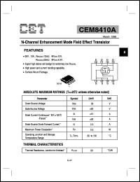 CEM8410A datasheet: N-channel logic level enhancement mode field effect transistor CEM8410A