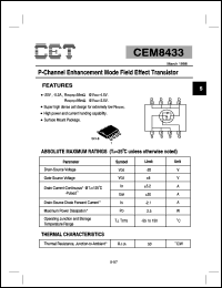 CEM8433 datasheet: P-channel logic level enhancement mode field effect transistor CEM8433