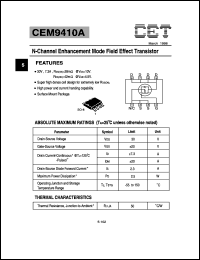 CEM9410A datasheet: 30V N-channel logic level enhancement mode field effect transistor CEM9410A