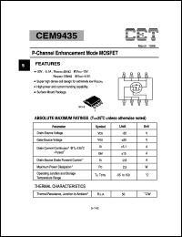 CEM9435 datasheet: 30V P-channel  enhancement mode MOSFET CEM9435