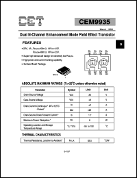 CEM9935 datasheet: 20V Dual N-channel enhancement mode field effect transistor CEM9935