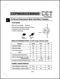 CEB9N25 datasheet: 250V  N-channel enhancement mode field effect transistor CEB9N25