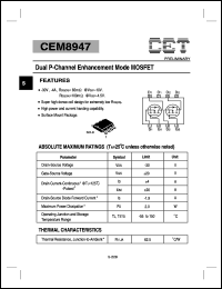 CEM8947 datasheet: 30V  Dual enhancement mode field effect transistor CEM8947