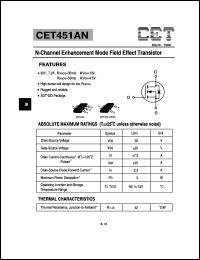 CET451AN datasheet:  N-channel enhancement mode field effect transistor CET451AN