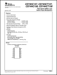CD54HC157F3A datasheet:  HIGH SPEED CMOS LOGIC QUAD 2-INPUT MULTIPLEXERS CD54HC157F3A
