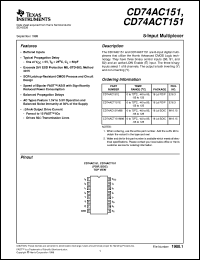 CD74AC151M96 datasheet:  8-INPUT MULTIPLEXER CD74AC151M96