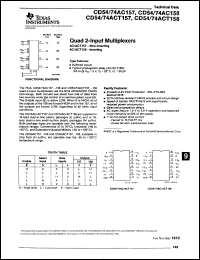 CD74ACT158M96 datasheet:  QUAD INVERTING 2-INPUT MULTIPLEXERS CD74ACT158M96