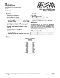 CD74HC151M datasheet:  HIGH SPEED CMOS LOGIC 8-INPUT MULTIPLEXER CD74HC151M