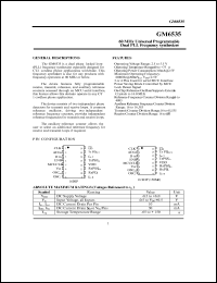 GM6535 datasheet: 60MHz universal programmable dual PLL frequency synthesizer GM6535