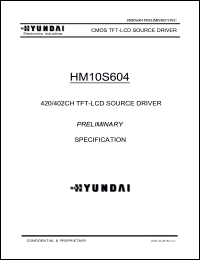HM10S604 datasheet: 420/402CH CMOS TFT-LCD source driver. HM10S604