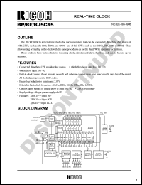 RJ5C15 datasheet: Real time clock for microcomputers that can be connected directly to data buses of 16bit CPUs. RJ5C15