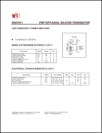 2SA1011 datasheet: PNP epitaxial silicon transistor. Low frequency power amplifier. 2SA1011