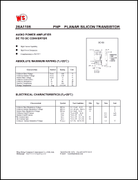 2SA1105 datasheet: PNP planar silicon transistor. Audio power amplifier DC to DC converter. 2SA1105