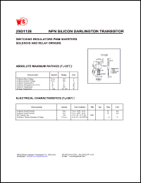 2SD1128 datasheet: NPN silicon darlington transistor. Switching regulators. PWM inverters. Solenoid and relay drivers 2SD1128