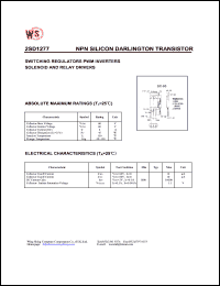 2SD1277 datasheet: NPN silicon darlington transistor. Switching regulators, PWM inverters, solenoid and relay drivers 2SD1277