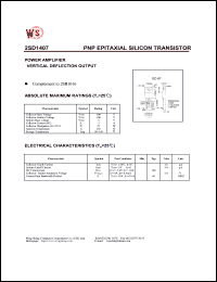 2SD1407 datasheet: PNP epitaxial silicin transistor. Power amplifier vertical deflection output 2SD1407