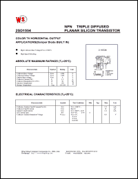 2SD1554 datasheet: NPN tripple diffused planar silicin transistor. Color TV horizontal output applications(damper diode BUILTIN) 2SD1554