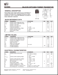 BU508D datasheet: Silicon diffused power transistor. Horizontal deflection circuites of color TV receivers. BU508D