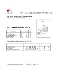 MJ11019 datasheet: PNP silicon darlington transistor. Switching regulators. PWM inverters. Solenoid and relay drivers MJ11019