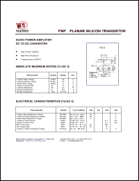 MJ2955 datasheet: PNP. Planar silicon transistor. Audio power amplifier DC to DC converter. MJ2955