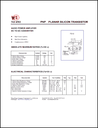 MJ4502 datasheet: PNP. Planar silicon transistor. Audio power amplifier DC to DC converter. MJ4502