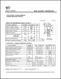 MJE13005B datasheet: NPN silicon transistor. Electronic transformers, power switching circuit Vcbo=700V, Vceo=400V, Vebo=9V MJE13005B