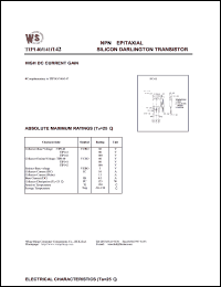 TIP141 datasheet: NPN epitaxial silicon darlington transistor. High DC current gain. Collector-base voltage 80V. Collector-emitter voltage 80V. Emitter-base voltage 5V TIP141