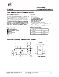 LM386M-1 datasheet: Low voltage audio power amplifier LM386M-1