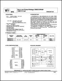 WS628128LLFP-70 datasheet: Very low power/volpage CMOS SRAM. 128K x 8 bit. Vcc 4.4V-5.5V. Speed 70ns WS628128LLFP-70