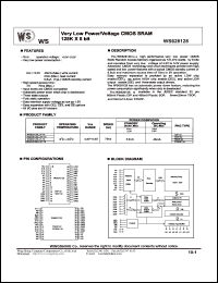 WS628128LLT-70 datasheet: Very low power/volpage CMOS SRAM. 128K x 8 bit. Vcc 4.4V-5.5V. Speed 70ns WS628128LLT-70