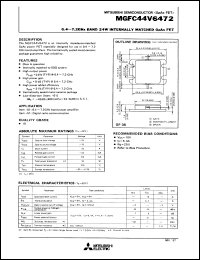 MGFC44V6472 datasheet: 6.4-7.2GHz band 24W internally matched GaAs FET MGFC44V6472