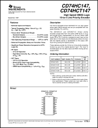 CD74HC147E datasheet:  HIGH SPEED CMOS LOGIC 10-TO-4 LINE PRIORITY ENCODER CD74HC147E