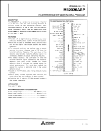 M52038ASP datasheet: PAL system single-chip color TV signal processor M52038ASP