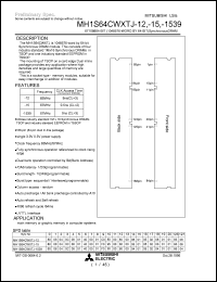 MH1S64CWXTJ-1539 datasheet: 67108864-bit (1048576- word by 64-bit) synchronous DRAM MH1S64CWXTJ-1539