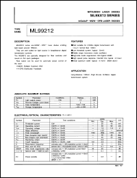 ML99212 datasheet: AIGaAs-MQW-DFB laser diode ML99212